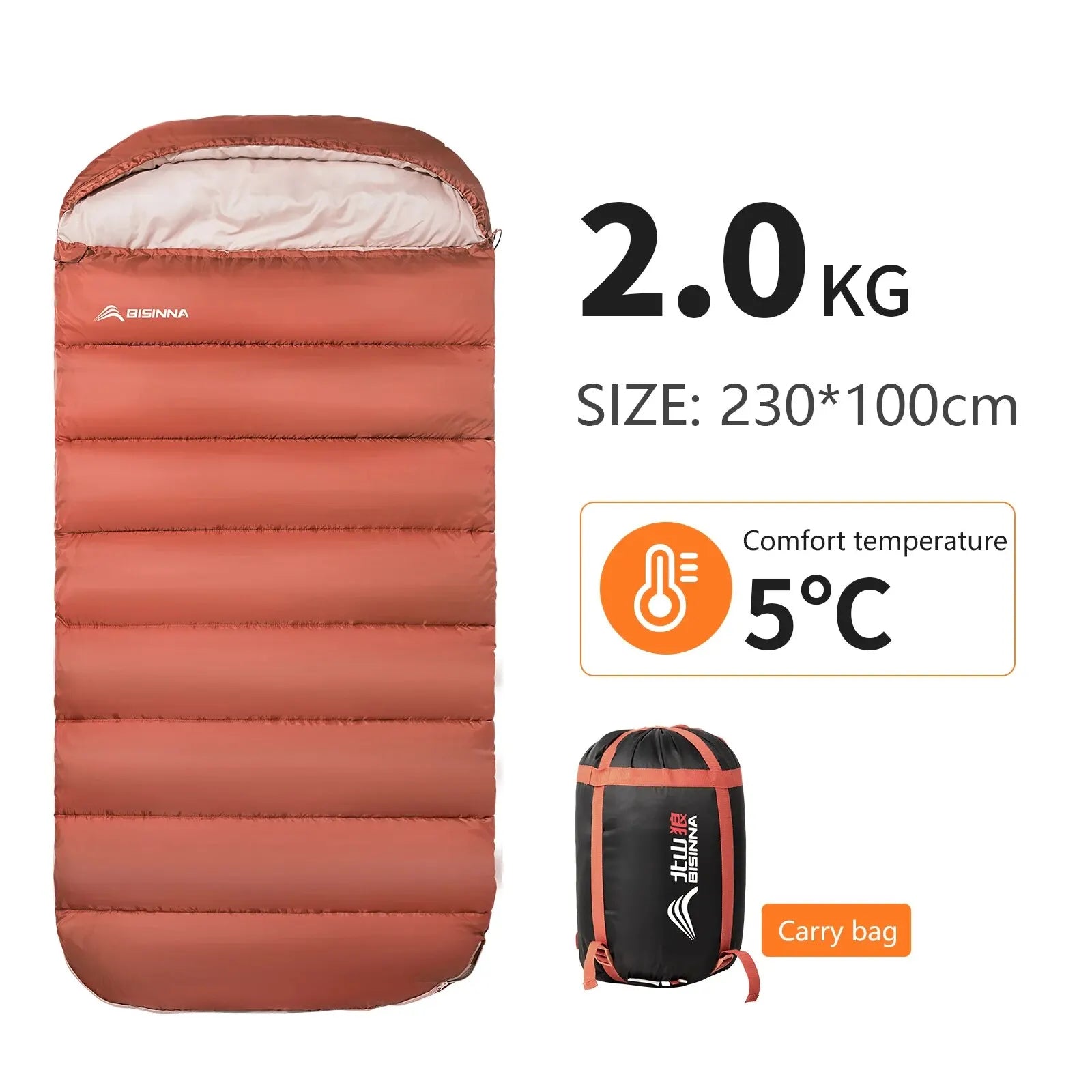 BISINNA Large 3-Season Camping Sleeping Bag